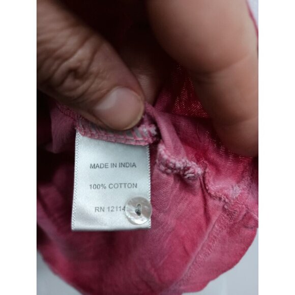 Casual Studio Womens Shirt Medium Red Mineral Washed Long Sleeve Collared Artsy - Picture 4 of 7